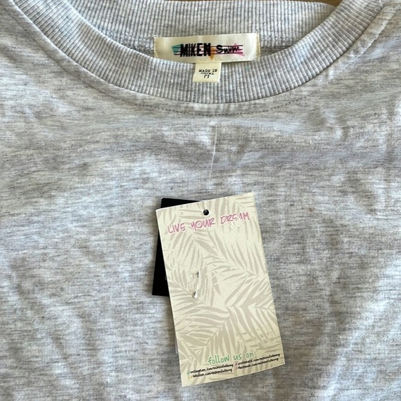 Nwt Miken Swim Envelope-Back Bow-Cuff Cover-Up Sweatshirt Light Heather Grey - M - Picture 5 of 7